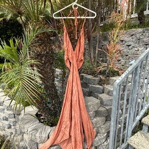 Blue Life Boho Beachy Halter Neck Dress in Rust
